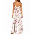 thumbnail image 3 of Women's Flowy Wide Leg Jumpsuit White Tiny Floral Summer Beach Casual Sleeveless Rompers with Pockets, 3 of 7