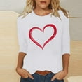 thumbnail image 1 of Ailaofu T-Shirts de la Saint-Valentin à Manches 3/4 Col Rond pour Femmes avec Imprimé Cœur Graphique, 1 of 5