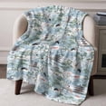thumbnail image 2 of Flannel Fleece Throw Blanket Chinese Style Tower Leaf Crane Lightweight Soft Plush Blankets,Chinoiserie Blue Gradient Cozy Warm Throw Blanket for Couch Sofa Bed Car Office All Season Use 40x60in, 2 of 9