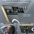 thumbnail image 2 of Dteck Magnetic Case for Google Pixle 7 Pro with Camera Lens Protector, Ultra Slim Frosted PC Back Metal Frame Bumper Military Grade Protection Case with Buckle for Google Pixel 7 Pro, Gold, 2 of 7