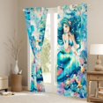 thumbnail image 3 of Feelyou Teal Fairy Mermaid Princess Curtains Pack of 2 (42x84 Each) for Kids Boys Girls, Starfish Marine Wildlife Curtains Blackout, 3 of 6