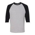 thumbnail image 5 of Gildan Men 3/4 Sleeve Raglan T-Shirt, Three-Quarter Tee - Heavy Cotton Sport Grey/Black, Sizes S-3XL, Baseball Shirt, 5 of 5