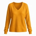 thumbnail image 6 of Waffle Knit Sweatshirt for Women Solid Color Long Sleeve V Neck Loose Fit Pullover Tops for Fall Winter, 6 of 8
