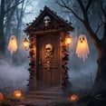 thumbnail image 5 of Thanksgiving Fall Halloween Decoration for Home Indoor Outdoor Clearance Under $5.00!Black Artificial Maple Leaf And Rattan Pumpkin And Berry Halloween Window Display And Fireplace Ornament, 5 of 6