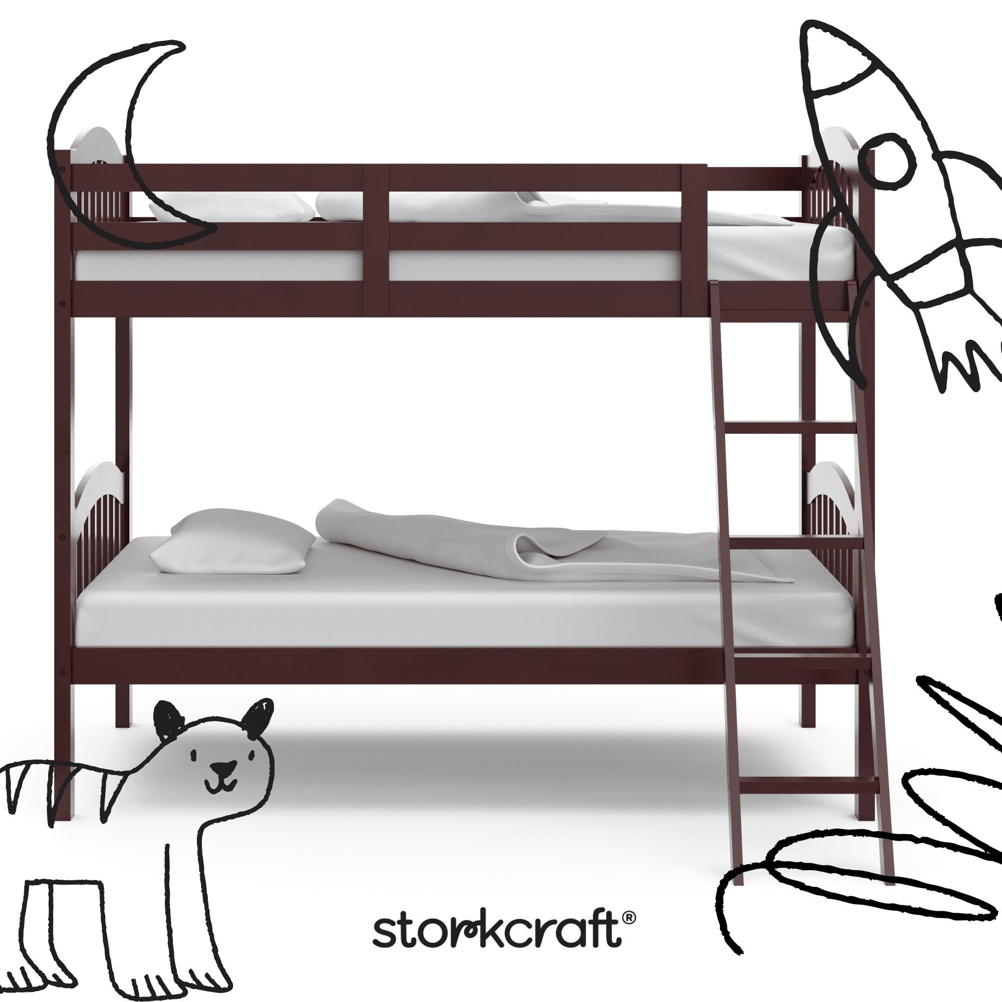Storkcraft Long Horn Solid Hardwood Twin Bunk Bed