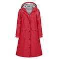 thumbnail image 5 of Zpanxa Womens Winter Jackets Long Hooded Waterproof Raincoat Striped Lined Lightweight Windbreaker Outdoor Jacket with Pockets Casual Travel, 5 of 7