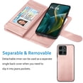 thumbnail image 4 of Njjex For Motorola Moto G 5G 2025 Wallet Case, Luxury PU Leather [9 Card Slots] Folio Cover with Detachable Magnetic Hard Case + Kickstand & Wrist Strap - Rose Pink, 4 of 5