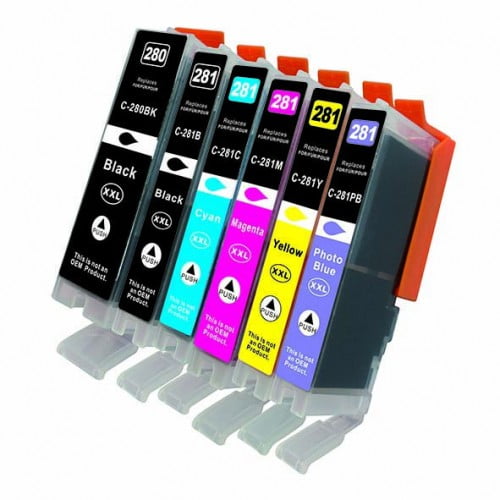 6 Ink PGI-280 CLI-281 (PB/BK/C/M/Y/Photo Blue) Compatible Ink Cartridge Extra High Yield for Canon PGI-280XXL CLI-281XXL