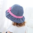 2pcs Girls Denim Sun Hat for Baby Kids Polka Ribbon and Magenta Flower