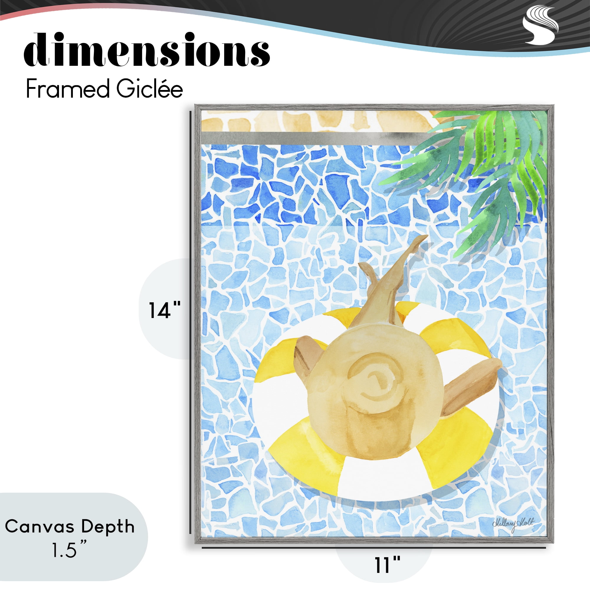 Stupell Industries Summer Poolside Drift Gray Framed Giclee Art, design by Hillary Holt