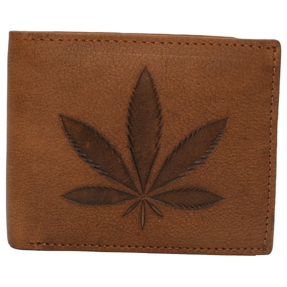 Real Genuine Leather RFID Blocking Wallets Mens Wallet Bifold Classic Engraved Logos