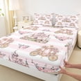 thumbnail image 3 of Homewish Girls Kids Cartoon Castle King 4-Piece Bed Sheet Set, Pink Geometric Stripes Dreamy Princess Roses Super Cozy Sheet Set, Microfiber Bedroom Decor, 3 of 7