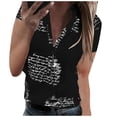 thumbnail image 1 of Gibobby Blusa Manga Larga Mujer Top de manga corta con estampado de letras y cuello en V elegante a la moda para mujer（Negro， M), 1 of 5