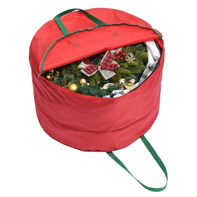 Storage Storage Bag Durable Nylon Waterproof Tearproof Lightweight Portable Dual Zippers Christmas Wreath Storage Bag