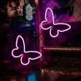 thumbnail image 4 of Decoración de la pared del dormitorio Luz de neón de mariposa, 23 cm * 18,5 cm * 2,5 cm Lámpara de arte de neón de mariposa Decoración de fiesta de cumpleaños de boda en casa para niñas 2 Rosa, 4 of 5