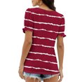 thumbnail image 7 of Wyobmus Summer Tops for Women Casual Ruffle Trim Sleeve Tops Loose Fit Striped Print Short Sleeve Square Neck T Shirts D-Burgundy, 7 of 7