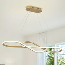 Modern LED Chandelier Gold Dimmable LED Pendant Light for Dining Room Light Fixture Over Table Modern Kitchen Island Lighting High Ceiling with Remote for Living Room(42 Inch, 3000K-6500K)