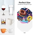 thumbnail image 6 of Honeii Space Colorful Donut print Leather Coaster Set of 4, ideal for safeguarding your furniture from drinks spills and effortless cleanup-Octagon, 6 of 6