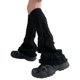 thumbnail image 1 of Aesthetic Solid Color Flared Wide Leg Covers Hollowed Out Hole Knitted Leg Warmers Footless Long Boot Socks Streetwear White, 1 of 5