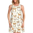 thumbnail image 1 of Bixox Robe Sans Manches à Imprimé Corgi pour Femmes avec Poches, Robe Décontractée Longueur Genou pour l'Été-TG, 1 of 7