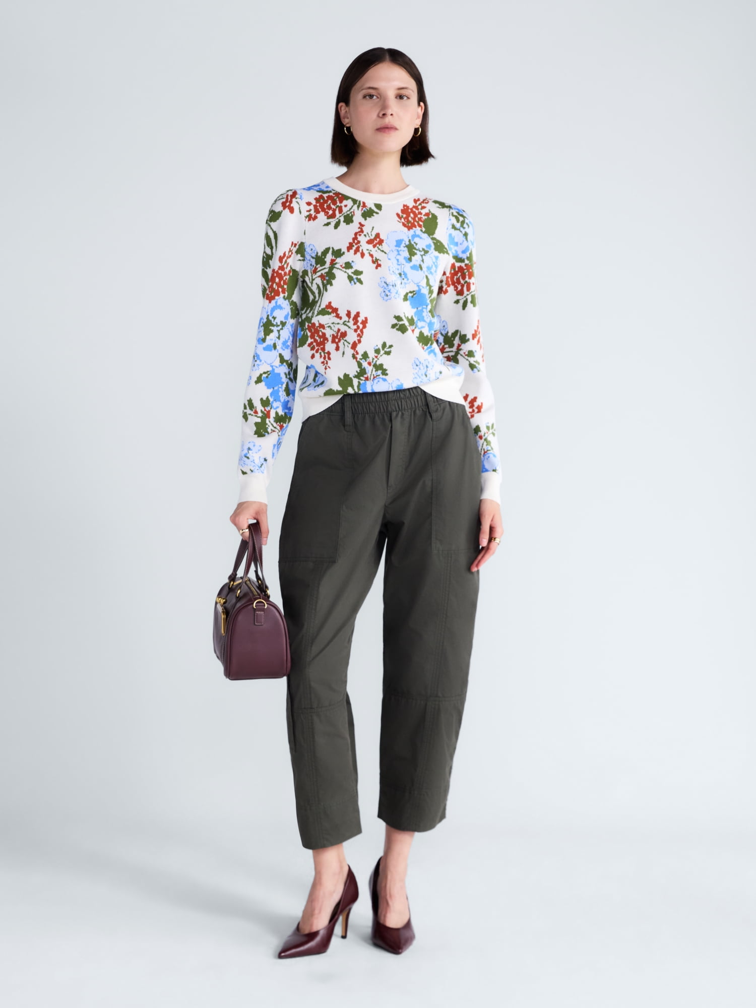 Free Assembly Women's and Women's Plus Sweater with Long Puff Sleeves, Midweight, Sizes XS-4X