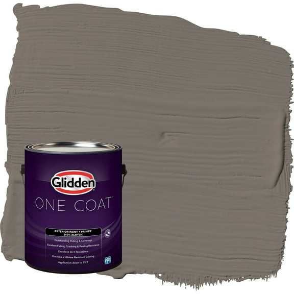 Glidden One Coat Deconstruction / Gray Satin Exterior Paint with Primer, 1 Gallon