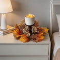 thumbnail image 4 of UALSRZL Candle Rings Wreaths, 10in Thanksgiving Sunflower Maple Leaves Berry Pinecone Candle Rings, Candles Wreath for Fall Table Decor, Multicolor, 4 of 7