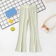 thumbnail image 4 of SGMVNU Girls Summer Pants Ice Silk Flared Leg Toddler Comfortable Casual Outdoor Play Elastic Waist Soft Breathable Proof Kids Clothes(Size 3-4 Years,Green), 4 of 9