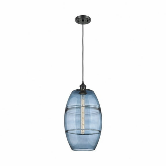 516-1P-BK-G557-10BL-Innovations Lighting-Vaz - 1 Light Cord Hung Mini Pendant In Industrial Style-18.5 Inches Tall and 10 Inches Wide-Matte Black