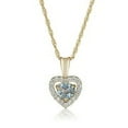 thumbnail image 5 of AVORA 14K Yellow Gold Mar Birthstone-Created Aquamarine with Simulated Diamond CZ Heart Halo Pendant Necklace with 18" Chain, 5 of 5