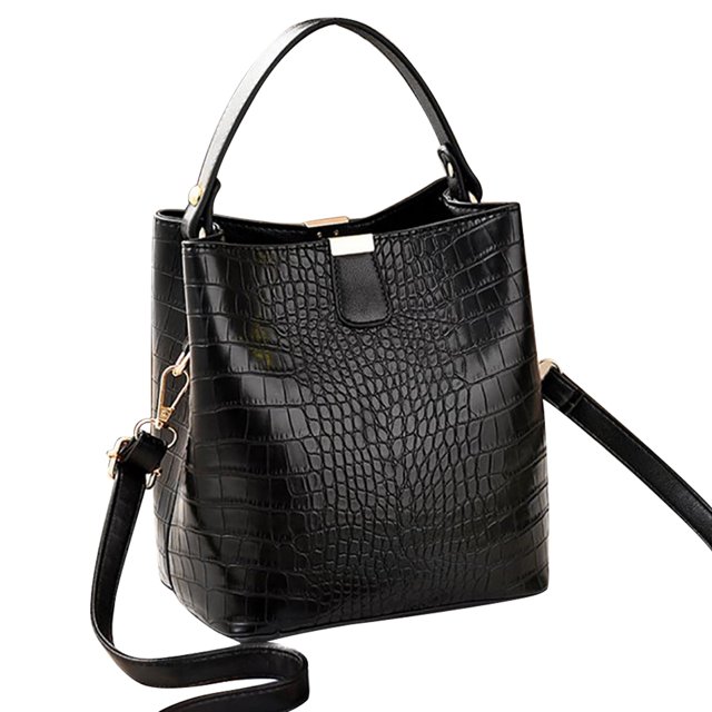 Women Bucket Bag Fashion Snakeskin Pattern Top Handle Shoulder Bag Crossbody Bag