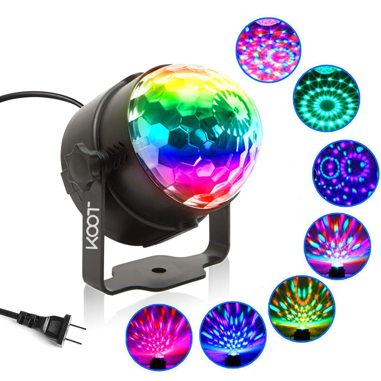 Car and Other USB Devices Gvoo Mini USB Party Lights Sound Activated 3W RGB Disco Ball with 4 Adapters for Mobile Phones Disco Lights 