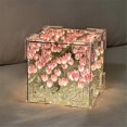 thumbnail image 4 of Miroir Tulipe Cube Lampe Simulation Fleur Chambre Table de Nuit Tulipe Fait Main Petite Veilleuse Cadeau Rose, 4 of 5