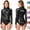 Black, variant on Womens Shiny Metallic Faux Leather Long Sleeve Bodysuit Mock Neck Slim Fitted Leotard for Rave Clubwear Halloween Costume Outfits, Purple, M