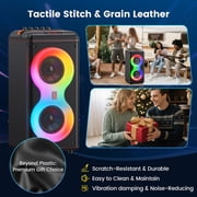 JYX Party Speaker, Portable Outdoor Bluetooth Speaker with 2 Microphones, Led Lighting, Retro Leather Deep Bass PA System for Singing, T39