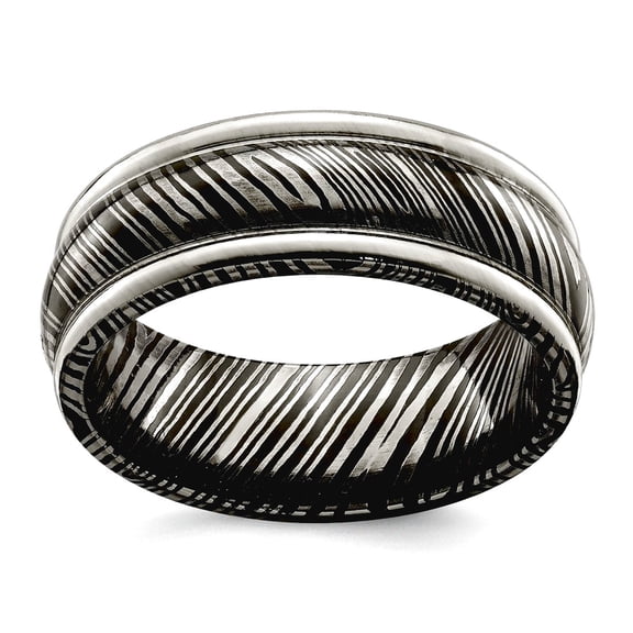 Polished Timoku 8mm Domed Ridged Edge Band Size 9 Ring for Women and Men