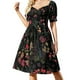 thumbnail image 3 of Vestido floral de medianoche de manga corta para mujer, estilo coreano, verano, 3 of 7