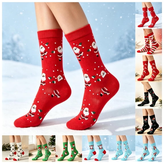 FAIOROI Christmas Socks for Women Soft and Stretchy Holiday Crew Sock for Winter Xmas Stocking Stuffers