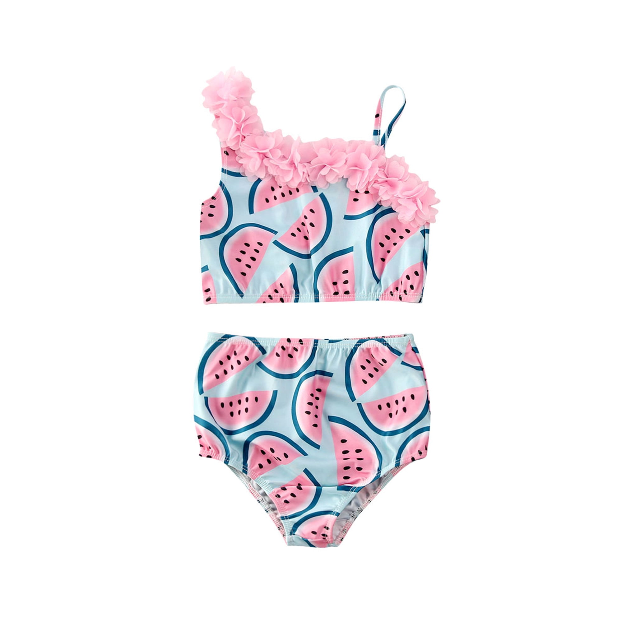 Owl's-Yard - 2PCS Baby Kid Girl Flower Swimsuit Watermelon Swimwear ...