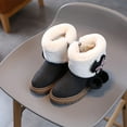 thumbnail image 2 of Qiangong Girls Boots Winter Girls Snow Boots Thick Bottom Non Slip Warm and Comfortable Solid Color Zipper Boots Toddler Boots Black 1.5, 2 of 5