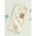 thumbnail image 3 of Wassery Baby Boys Summer Romper Newborn Sleeveless Contrast Color Jumpsuits Infant Ribbed Playsuits, 3 of 8