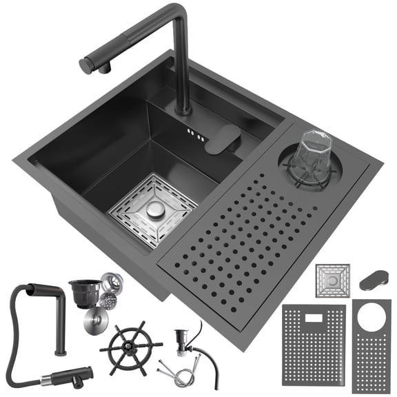 22 x 18Inch Bar sink, concealed sink, stainless steel kitchen sink, multi-purpose washbasin, café sink, single-bowl sink with cover plate