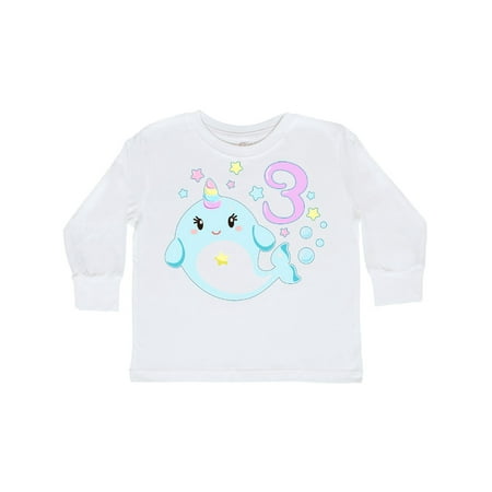 

Inktastic Happy 3rd Birthday with Cute Narwhal Stars and Bubbles Gift Toddler Boy or Toddler Girl Long Sleeve T-Shirt