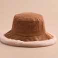 thumbnail image 2 of CoCopeaunts Large Bucket Hat Women Vintage Corduroy Splicing Plush Brim Fishing Hats Foldable Winter Fashion Warm Basin Hat, 2 of 8