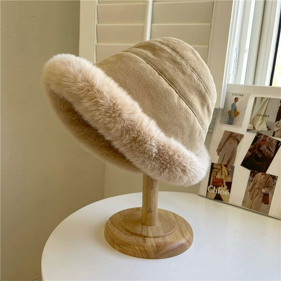 SikaFu Plush Hat Children's Winter Cute Pile Hat Women's Loose, Sweet, Thickened Fashion Warmth Ear Protection Cap