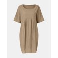 thumbnail image 3 of Women's full size round neck half sleeve dress with pockets crafted in one hundred percent polyester fabric for everyday wear, 3 of 14