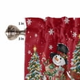 thumbnail image 5 of Red Merry Christmas Snowman Kitchen Curtains and Valances Set, Xmas Tree Snowflake deer Animal Rod Pocket Window Valance Window Curtain Panels for Living Room Bedroom Laundry, 27.5x36in, 3 Pieces, 5 of 7