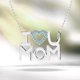 thumbnail image 2 of JeenMata Collar con Colgante de Corazón Abierto Adornado con Piedra Azul Claro "Te Amo Mamá" en Oro Blanco de 18 K sobre Plata - Piedra Natal de Diciembre - Regalo para Mamá, 2 of 2