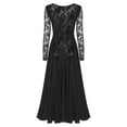 thumbnail image 6 of Alvivi Women's Ballroom Dance Dress Long Sleeve Lace Patchwork Modern Waltz Tango Dancing Clothes Black XL, 6 of 7