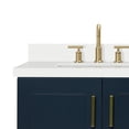 thumbnail image 4 of ARIEL 73" Midnight Blue Double Vanity, 1.5" Edge Pure White Quartz Countertop & Splash, Rectangular Sink, 4 Soft Closing Doors, 6 Full Extension Dovetail Drawers, Toe Kick, Satin Brass, 4 of 9